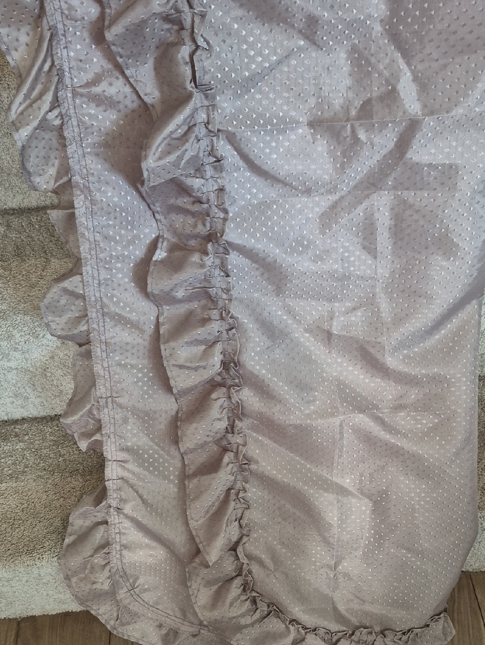 Tan Metallic Ruffled Shower Curtain - Picture 2 of 4